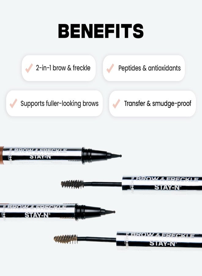 ساتيو جل الحواجب الملون وقلم النمش الصناعي Sacheu Brow & Freckle STAY-N — صبغة حواجب 2 في 1 تدوم طويلاً ومقاومة للماء، خالية من القسوة على الحيوانات ونباتية، بنكهة كراميل لاتيه - Image 4